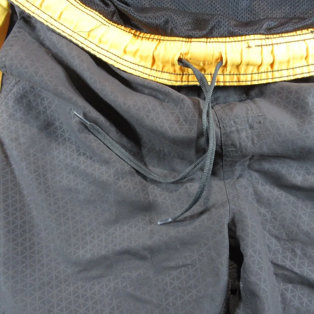 Nike Mens Swim Trunks L x 7 Black‎ Yellow 100% Polyester Pocket Swoosh Logo